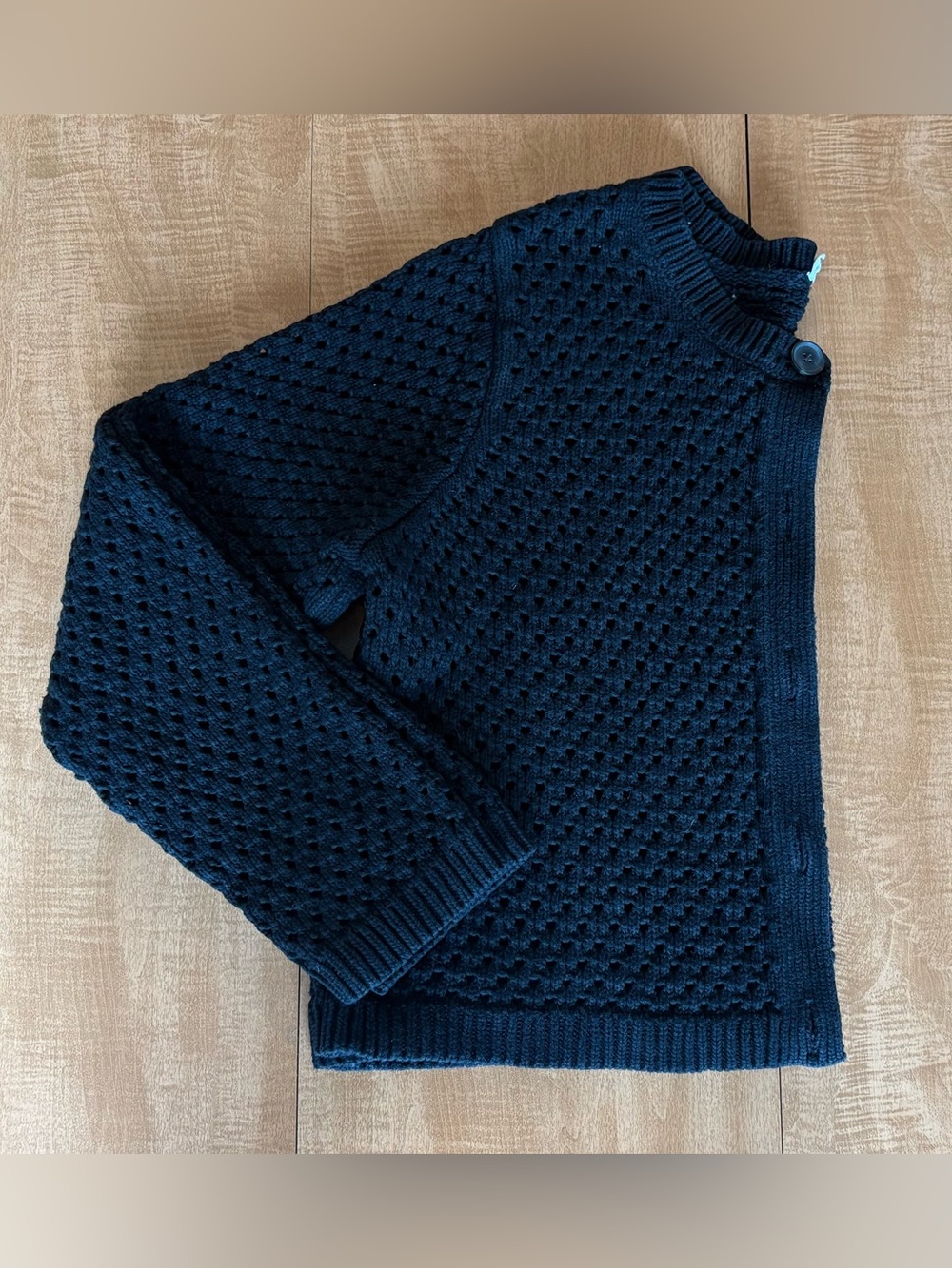 GAP Boxy Crocheted 100% Cotton Black Cardigan Sweater